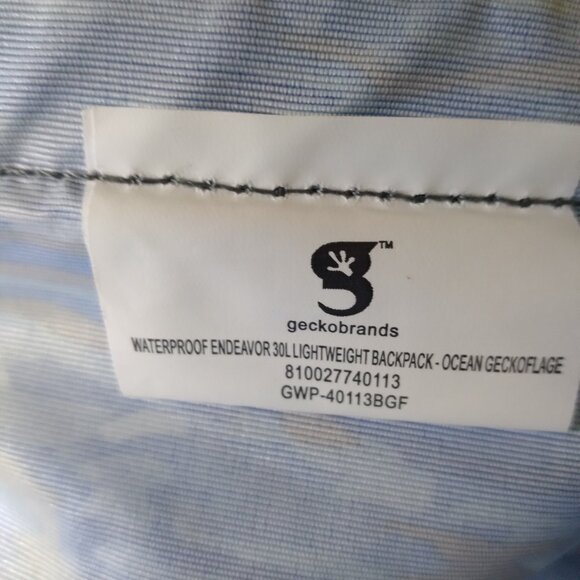 Geckobrands 30L Endeavor Waterproof Lightweight Backpack Ocean Geckoflage NEW - Picture 8 of 13
